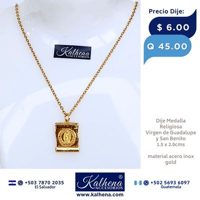 Dije Medalla Religiosa Virgen de Guadalupe y San Benito