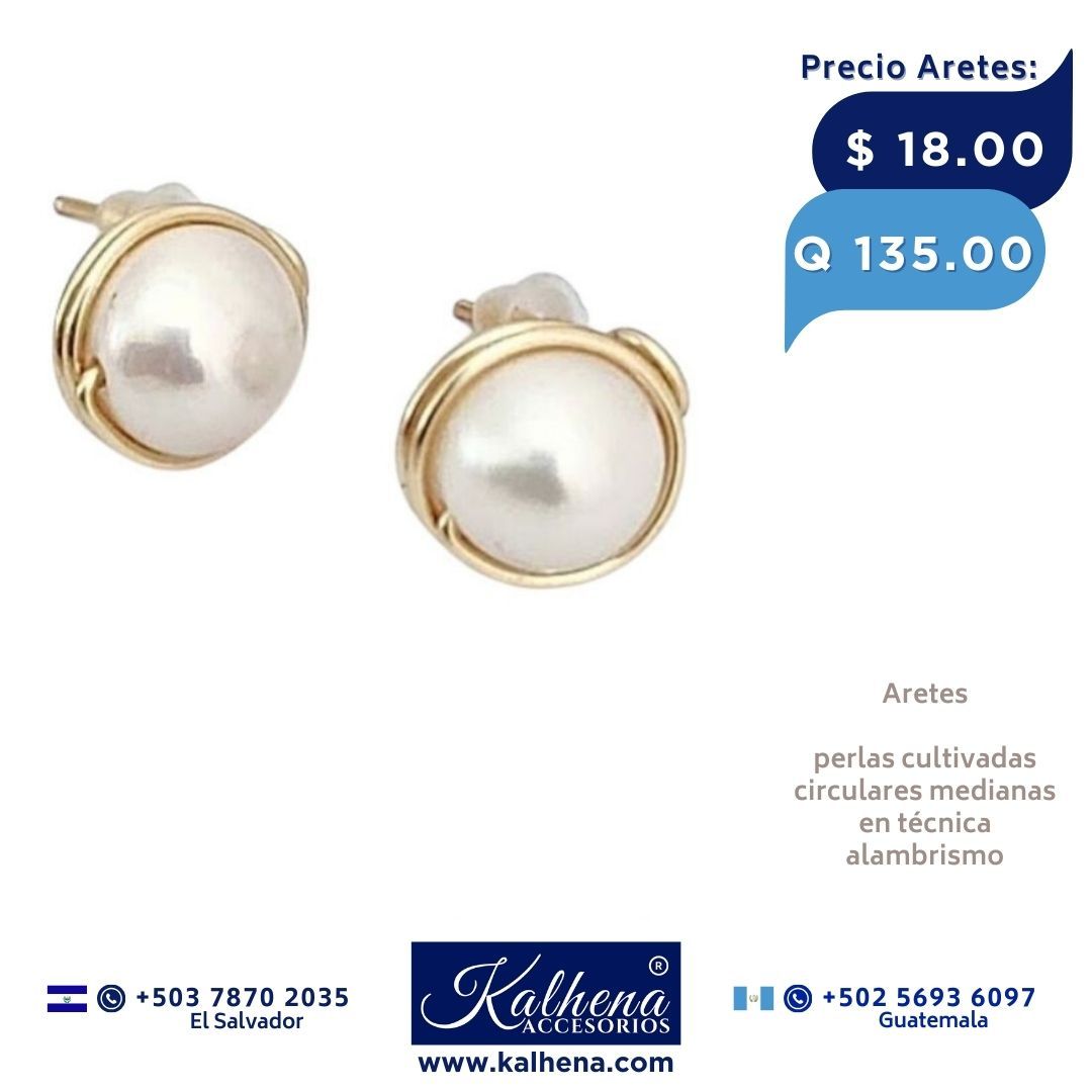 Aretes elaborados a mano perlas cultivadas 10mm