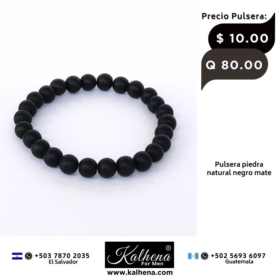 Pulsera piedra natural negro mate