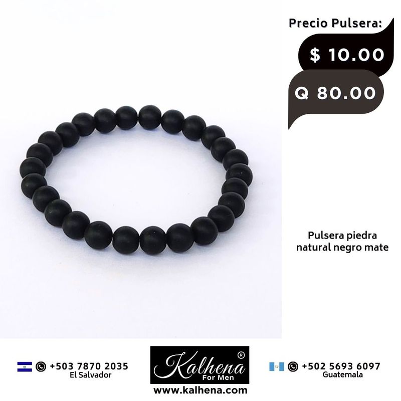 Pulsera piedra natural negro mate