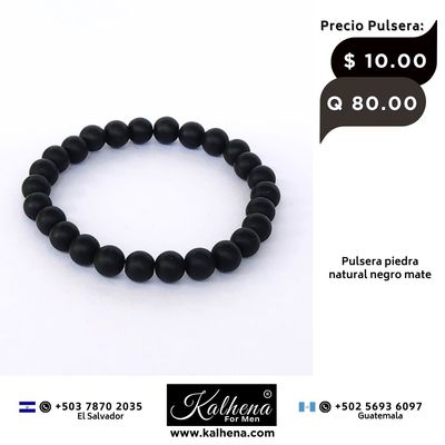 Pulsera piedra natural negro mate