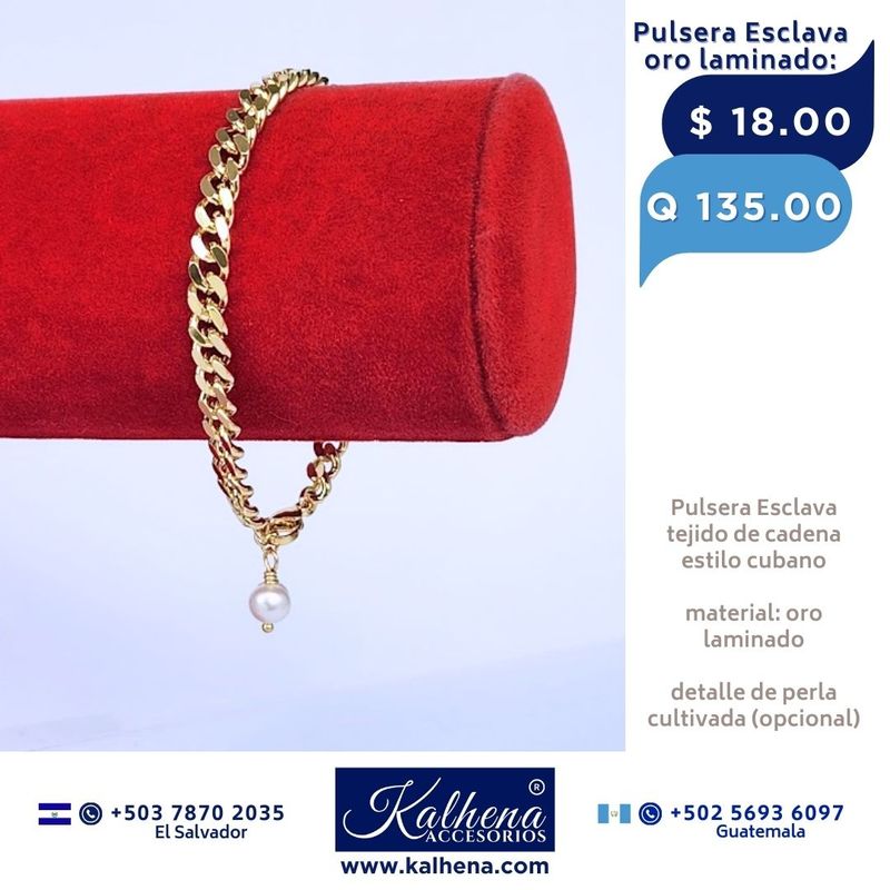Pulsera esclava gruesa estilo cubano en oro laminado