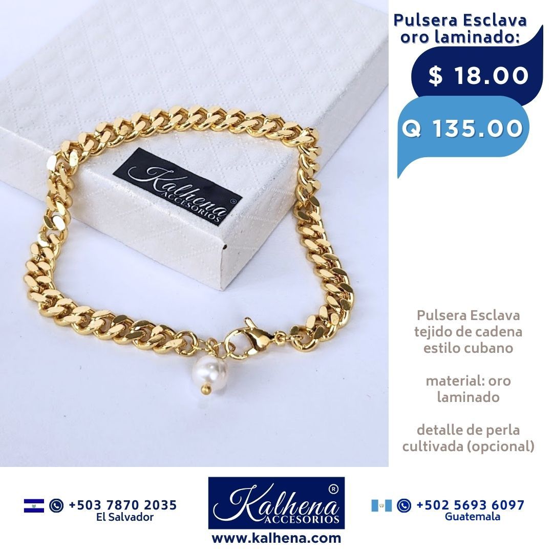Pulsera esclava gruesa estilo cubano en oro laminado