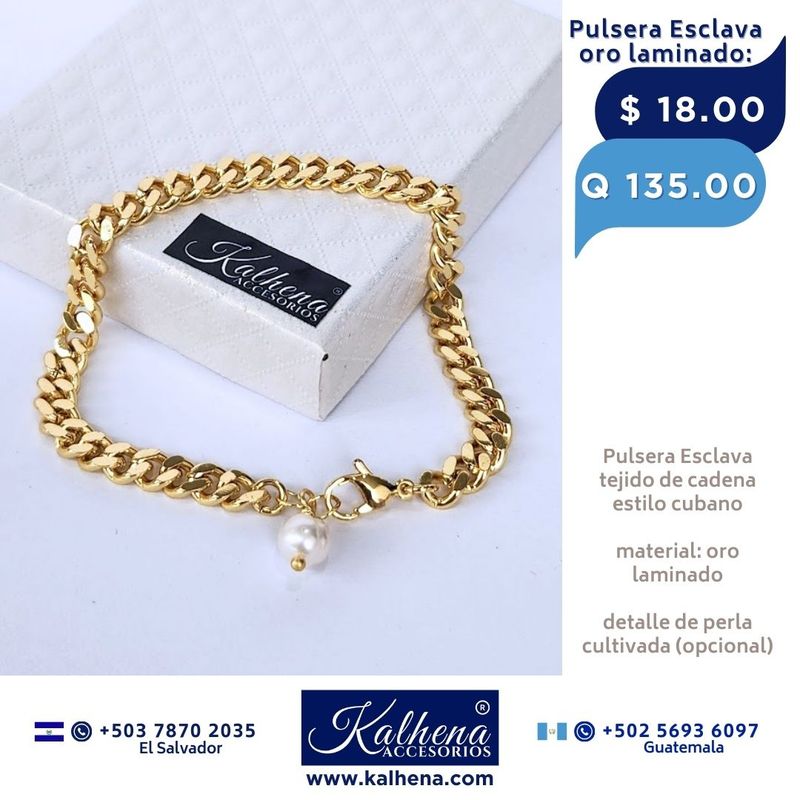 Pulsera esclava gruesa estilo cubano en oro laminado