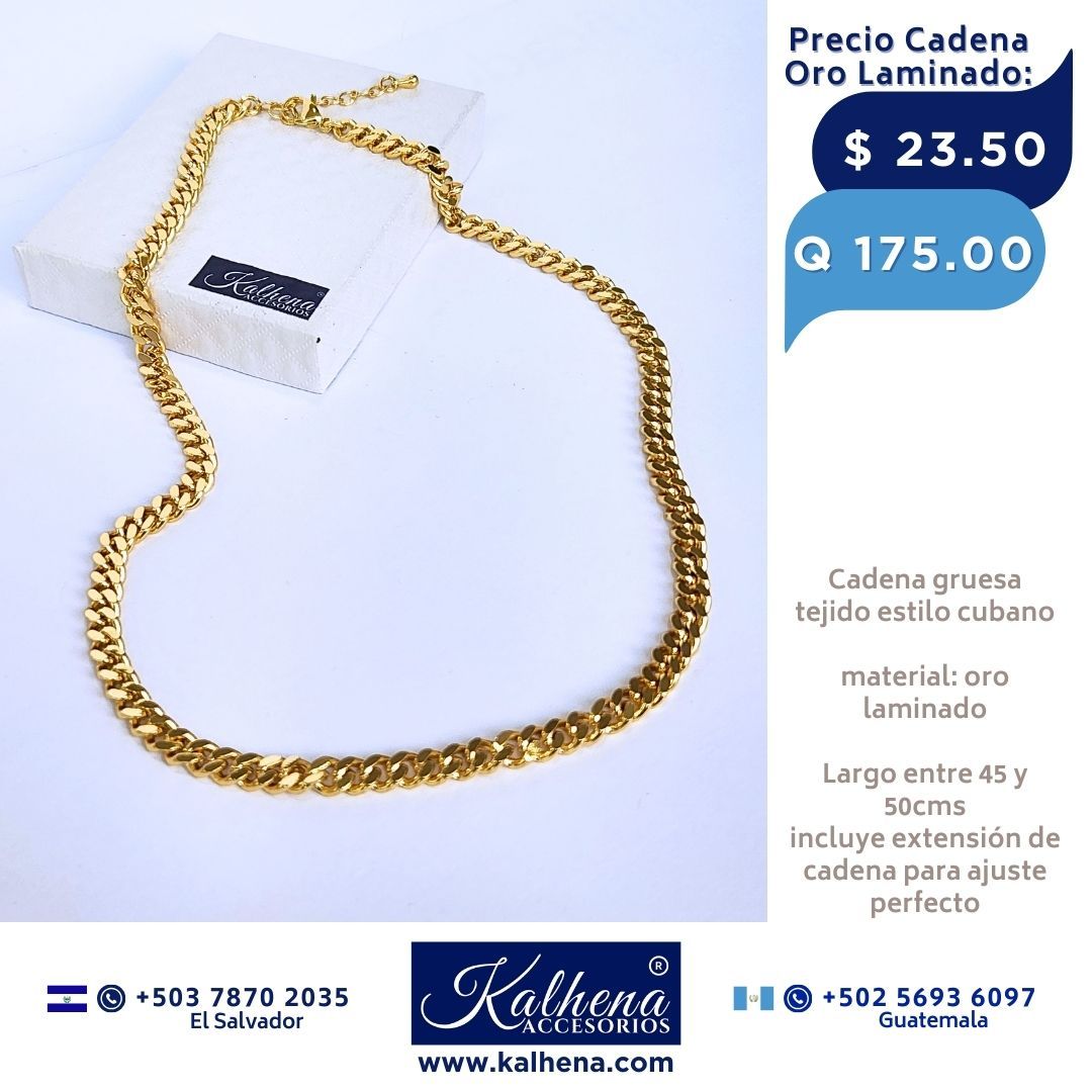 Cadena gruesa estilo cubano en oro laminado
