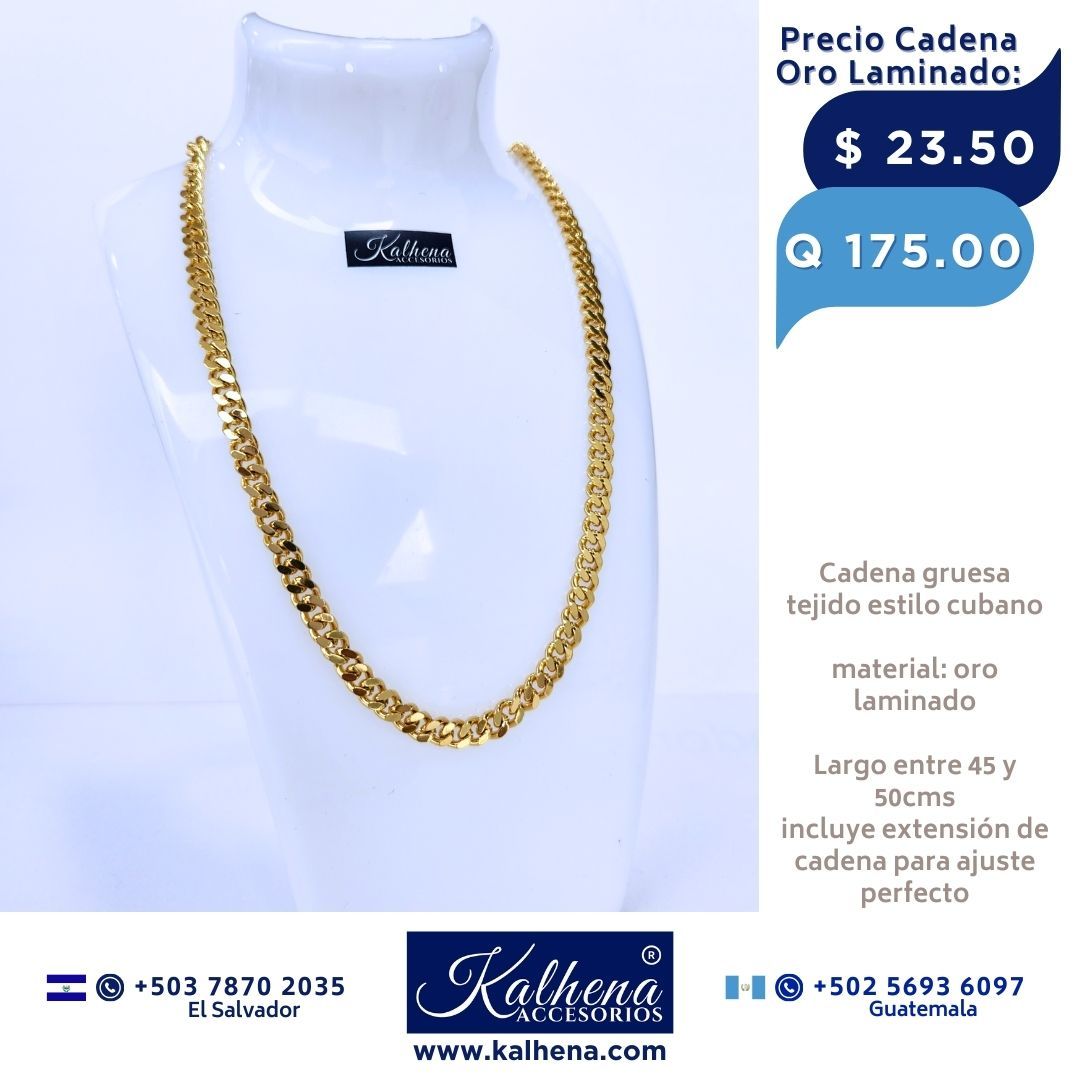 Cadena gruesa estilo cubano en oro laminado