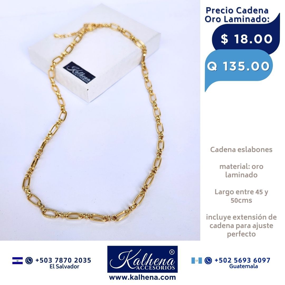 Cadena eslabones oro laminado