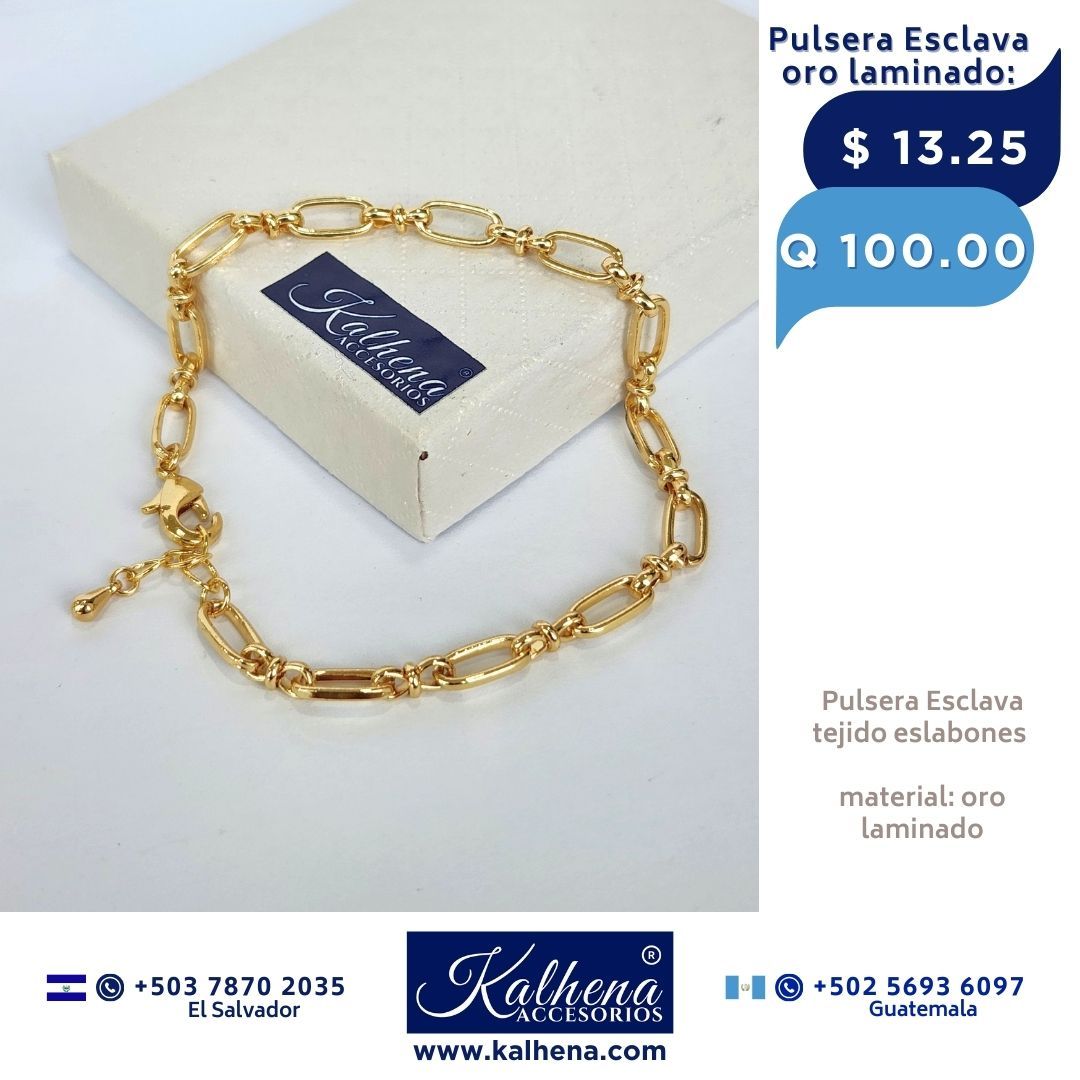 Pulsera esclava eslabones en oro laminado