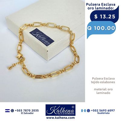 Pulsera esclava eslabones en oro laminado