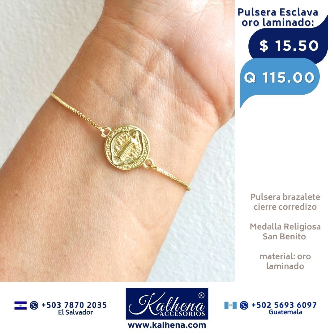 Pulsera cierre corredizo Medalla San Benito