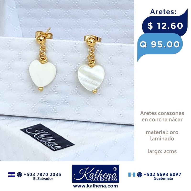Aretes corazón concha nácar