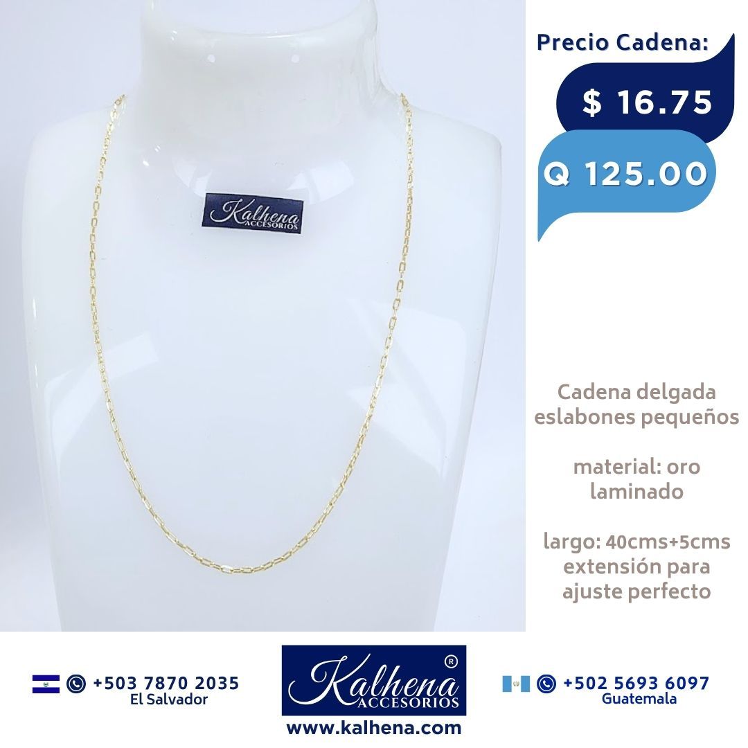 Cadena delgada eslabones pequeños oro laminado