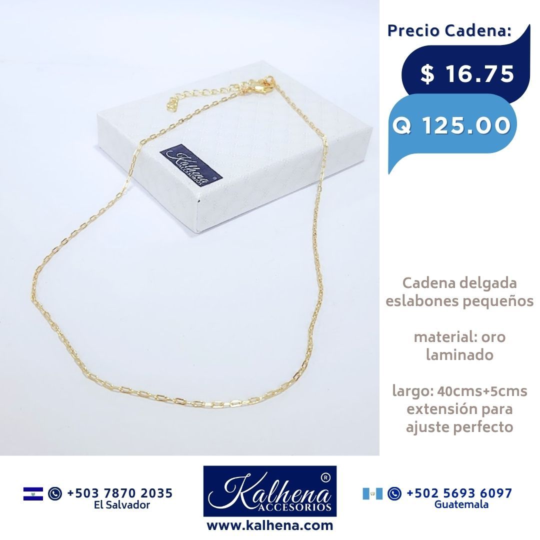 Cadena delgada eslabones pequeños oro laminado