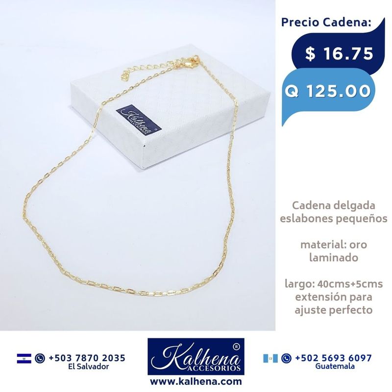 Cadena delgada eslabones pequeños oro laminado