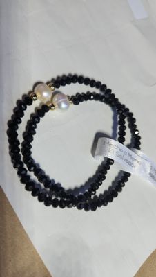 Pulseras cristal checo perla cultivada entre balines oro laminado