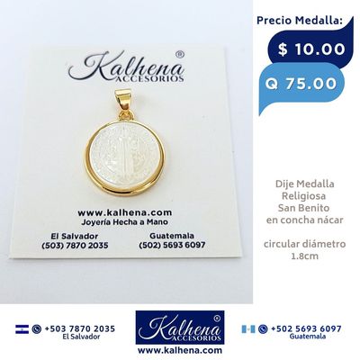 Dije Medalla San Benito en concha nácar