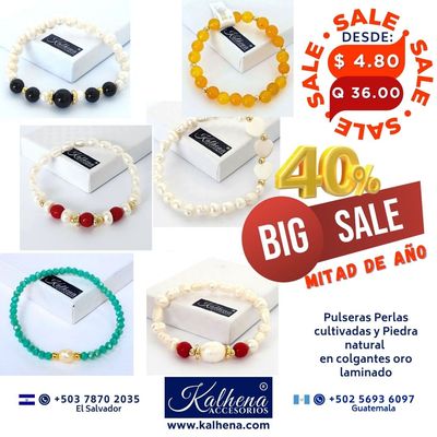 Ofertas 40% en Pulseras perlas y cristales