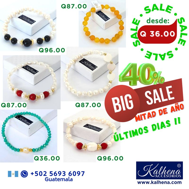 Ofertas 40% en Pulseras perlas y cristales