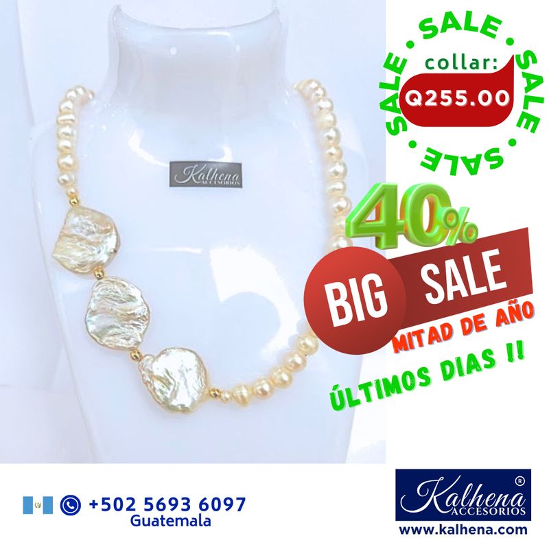 Collar perlas cultivadas y 3 exóticas planas