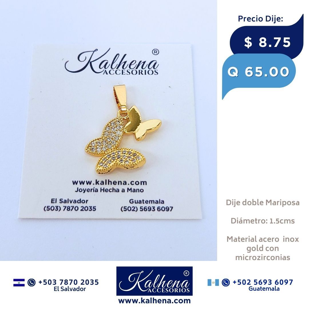 Dije doble Mariposa con microzirconias