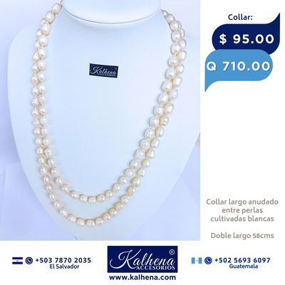 Collar largo perlas cultivadas barrocas alargadas blancas