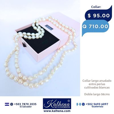 Collar largo perlas cultivadas barrocas alargadas blancas