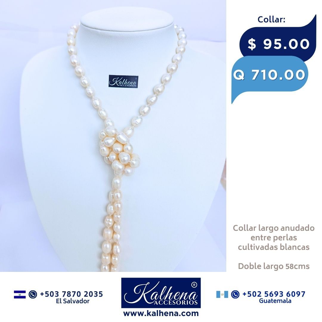 Collar largo perlas cultivadas barrocas alargadas blancas