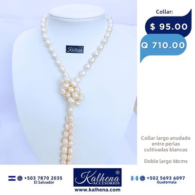 Collar largo perlas cultivadas barrocas alargadas blancas Collar largo perlas cultivadas barrocas alargadas blancas