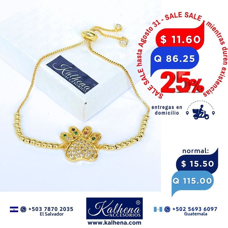 Pulsera cierre corredizo Dije Huellita con microzirconias