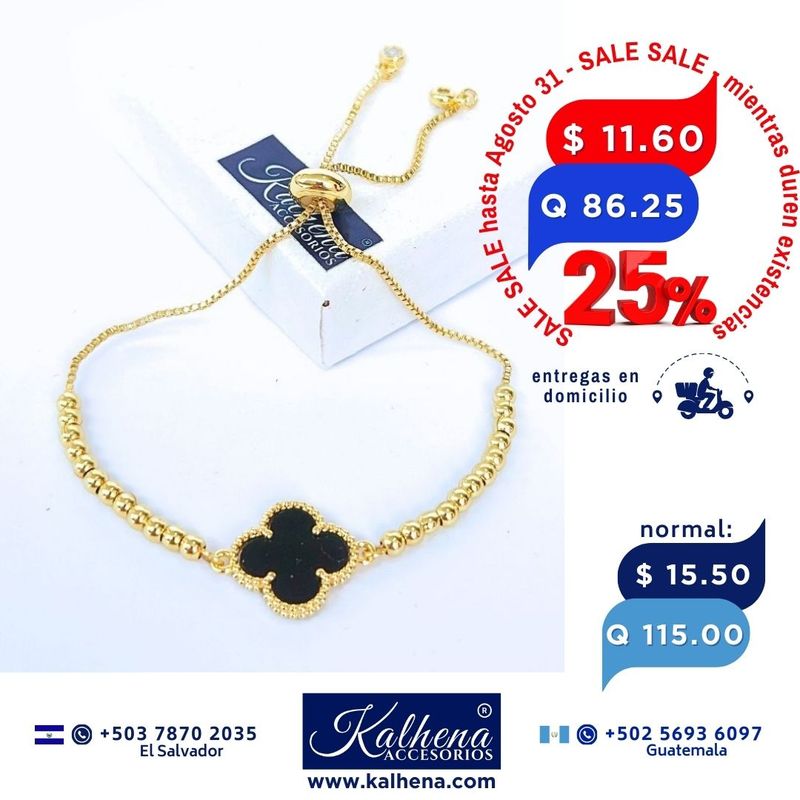 Pulsera cierre corredizo Dije Flor negra