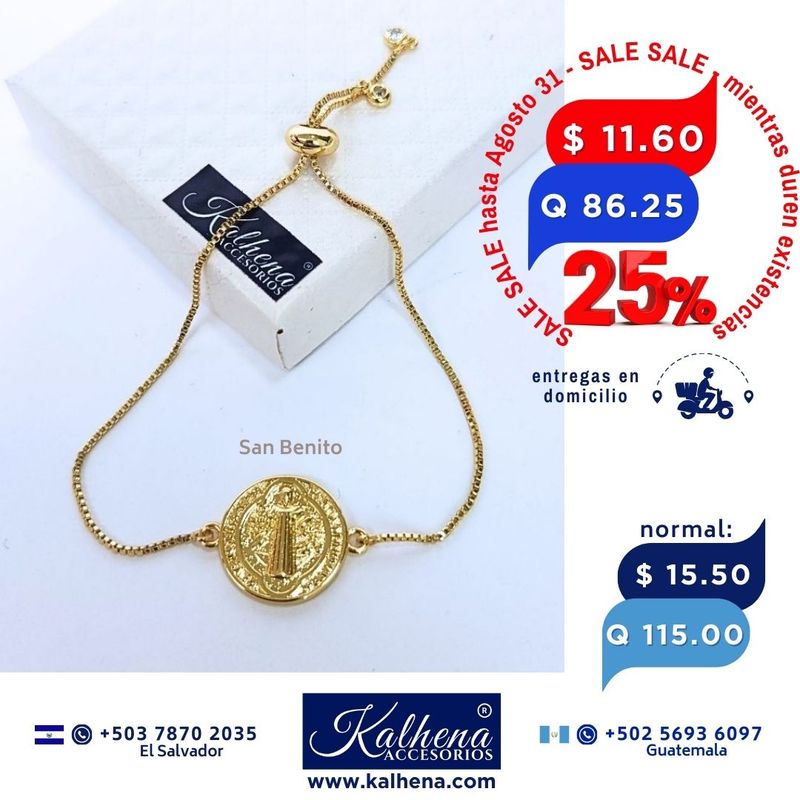 Pulsera cierre corredizo Medalla San Benito