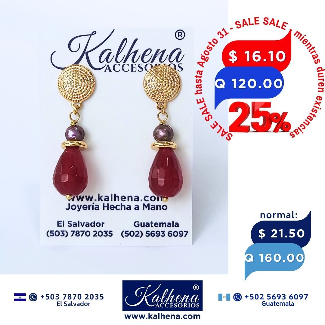 Aretes Agathas moradas y perlas cultivadas
