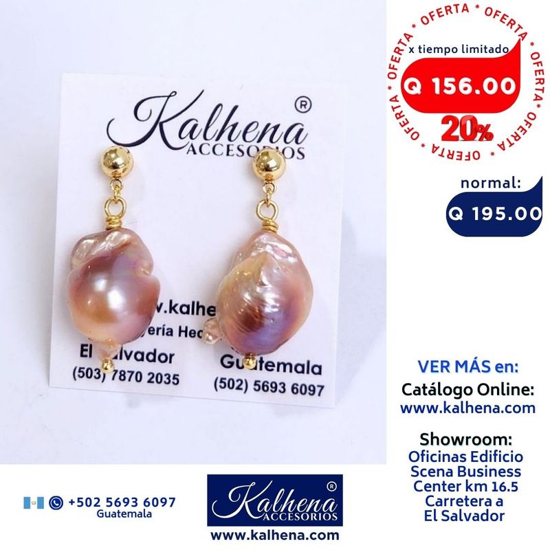 Aretes perlas barrocas exoticas ivory/tornasol