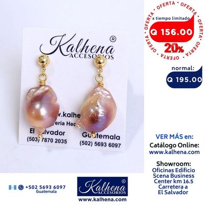Aretes perlas barrocas exoticas ivory/tornasol