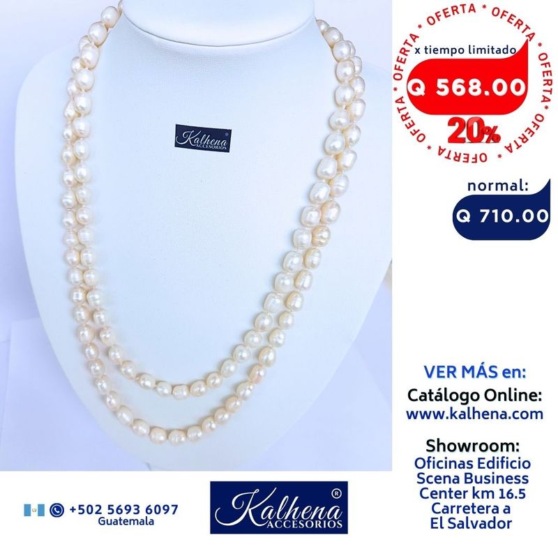 Collar largo perlas cultivadas barrocas alargadas blancas