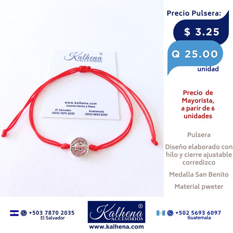 Pulsera San Benito en hilo rojo Pulsera San Benito en hilo rojo