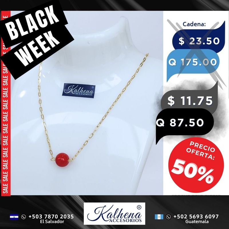 Cadena oro laminado y perla piedra natural ágatha rojo intenso