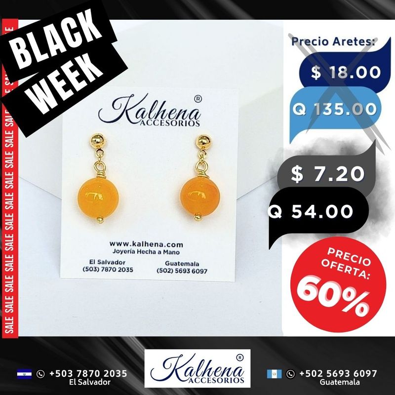 Aretes piedras Agathas tono Ambar