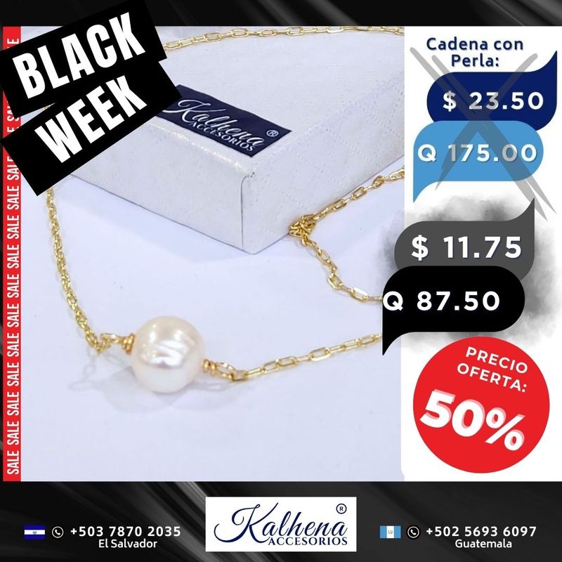 Cadena oro laminado y perla cultivada