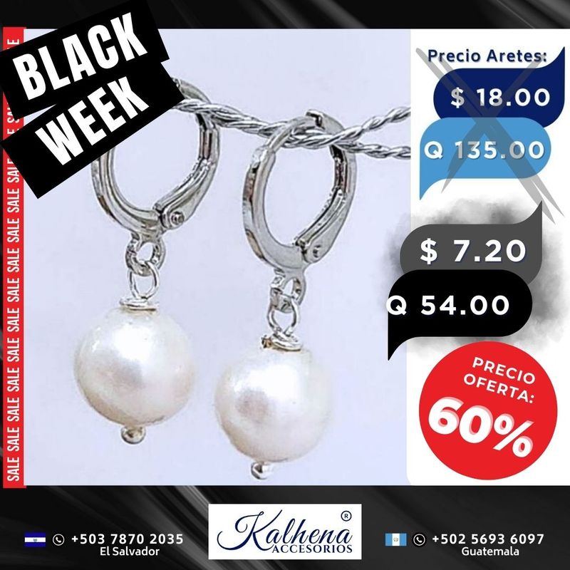 Aretes argollitas perla cultivada barroca redonda en laminado plata