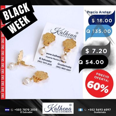 Aretes de presión oro laminado y perla cultivada