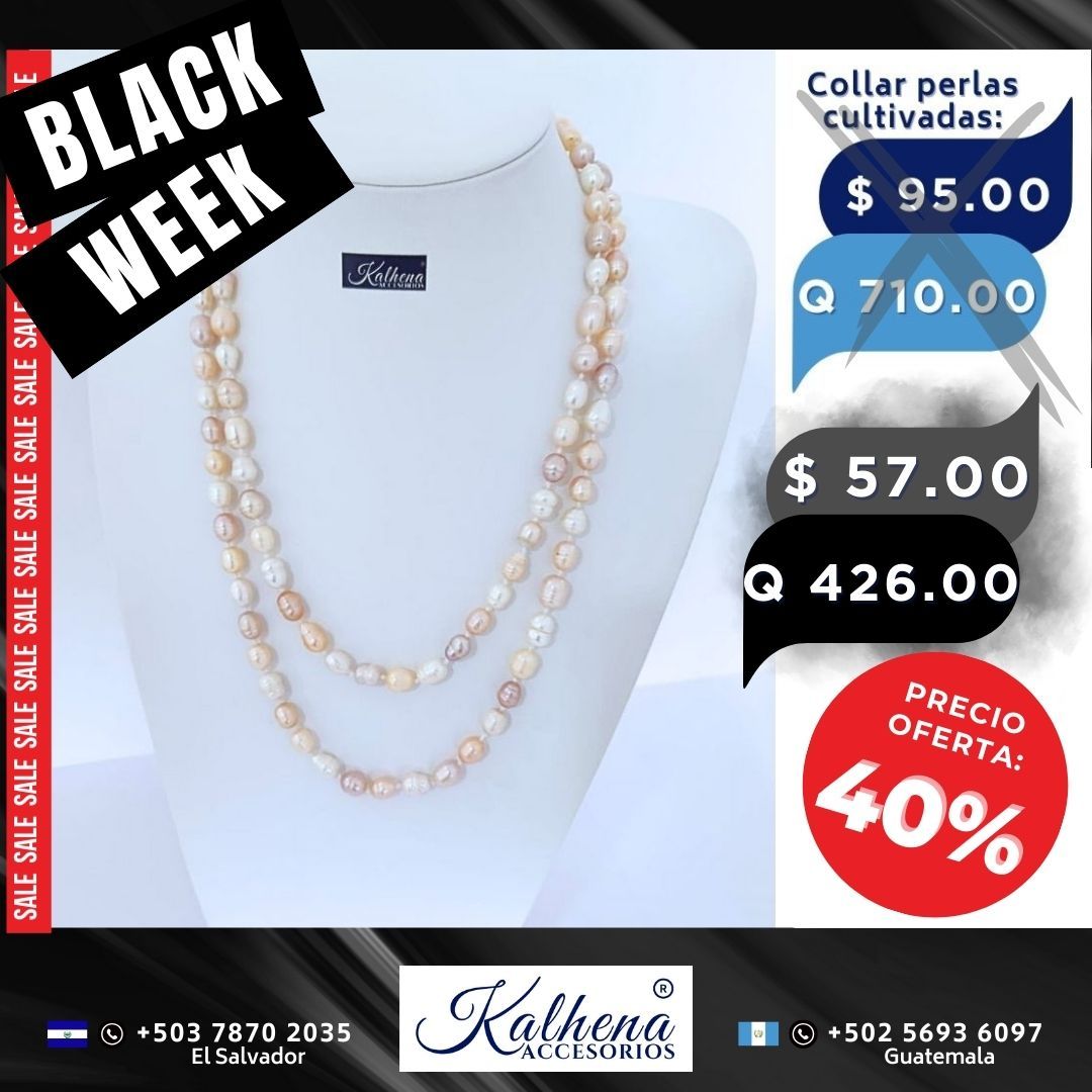 Collar largo perlas cultivadas alargadas: lila/rosa/blanco