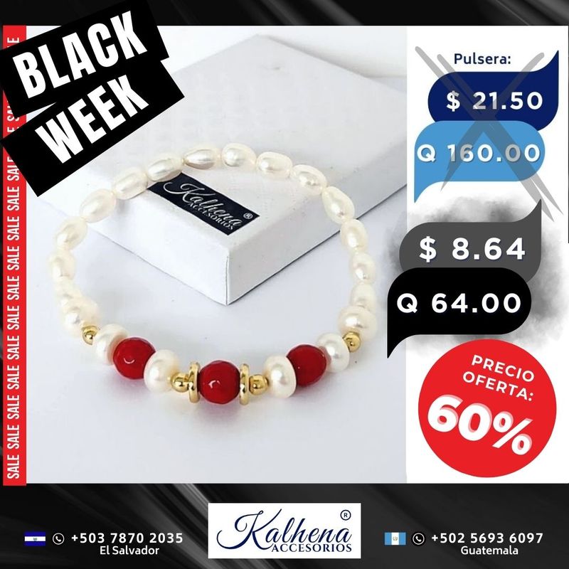 Pulsera 3 cuarzos facetados rojos y perlas cultivadas