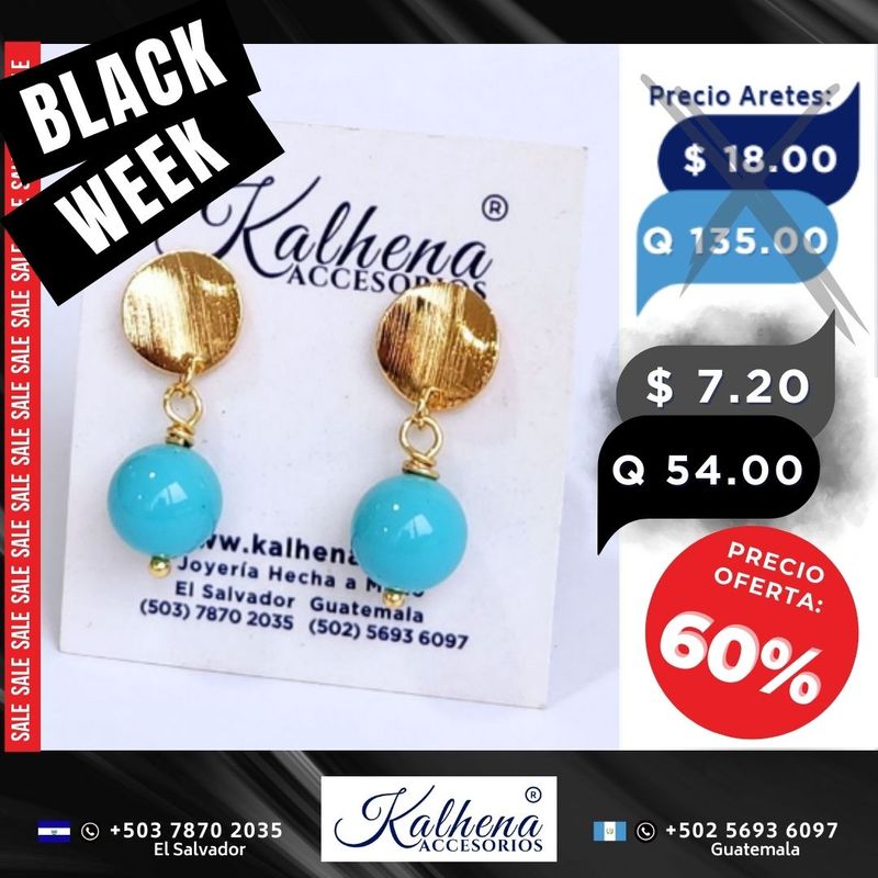 Aretes perla tipo Mallorca tono turquesa