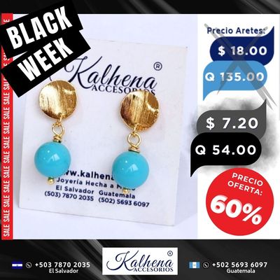 Aretes perla tipo Mallorca tono turquesa