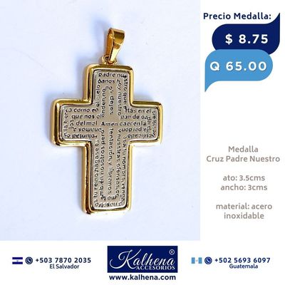 Dije Medalla Religiosa Cruz Padre Nuestro