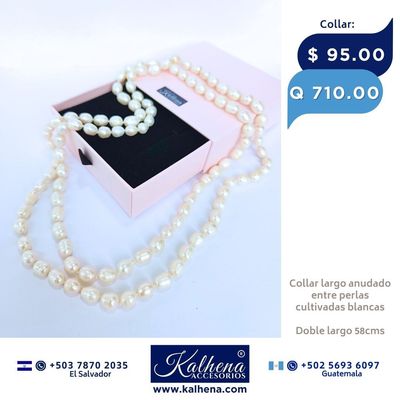 Collar largo perlas cultivadas barrocas alargadas blancas Collar largo perlas cultivadas barrocas alargadas blancas