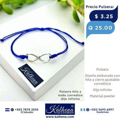 Pulsera Infinito plateado hilo azul Pulsera Infinito plateado hilo azul