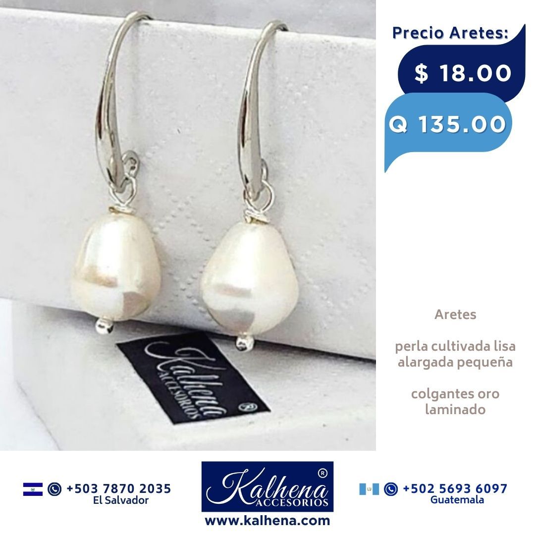 Aretes perla cultivada barroca colgantes laminado Plata