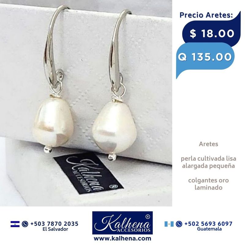 Aretes perla cultivada barroca colgantes laminado Plata Aretes perla cultivada barroca colgantes laminado Plata